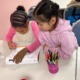 Minority and disadvantaged student education improvement grants: young black girl works with young Asian girl on school work